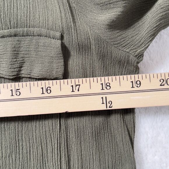 L'agence Rivi Midi Shirt Dress Womens Sz SP Olive Green 3/4 Sleeve No Belt - Picture 8 of 9